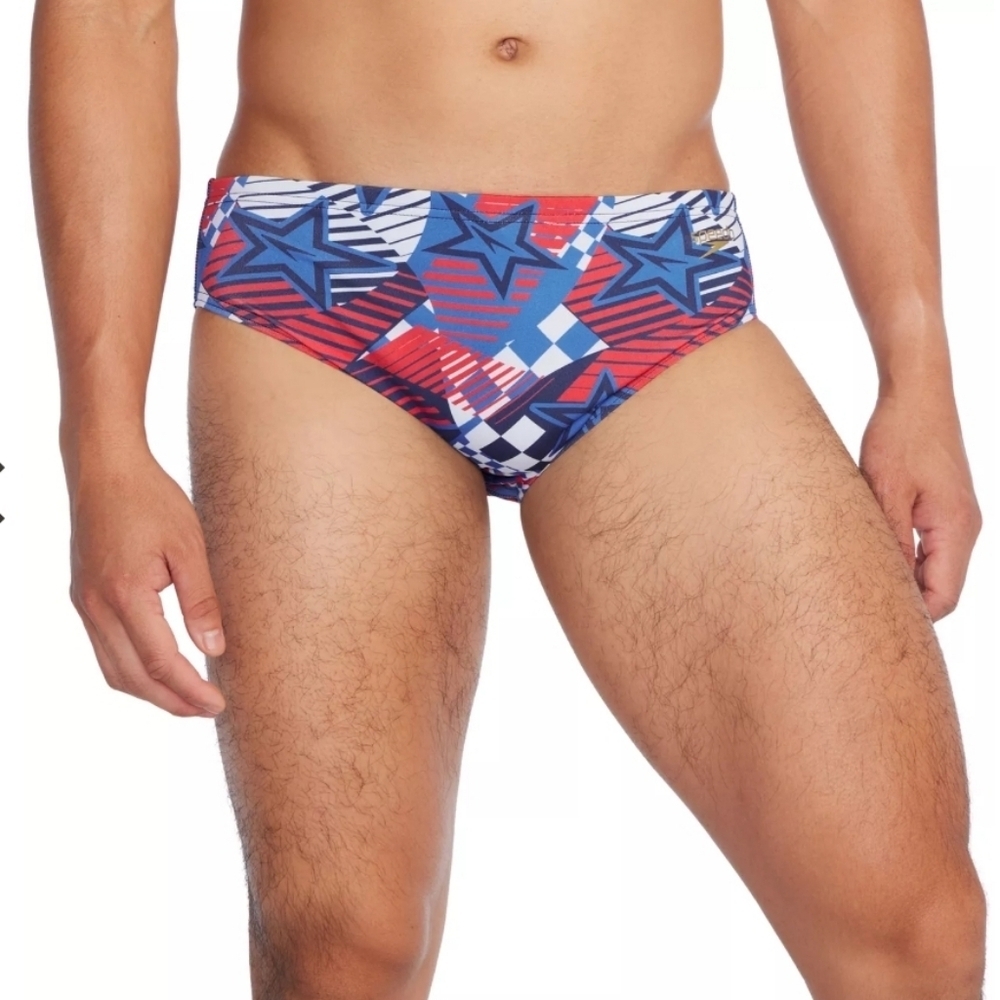 NWT Speedo Men's Printed One Brief Swimsuit Endurance Briefs 34